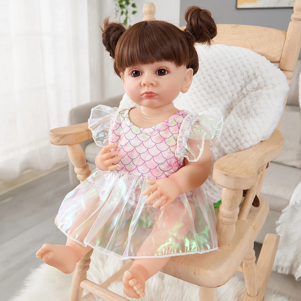 

55cm 22inch Reborn Doll Mermaid Girl bebe reborn reallista de silicone Dolls Lifelike 3D Toy Gift Real doll kit reborn