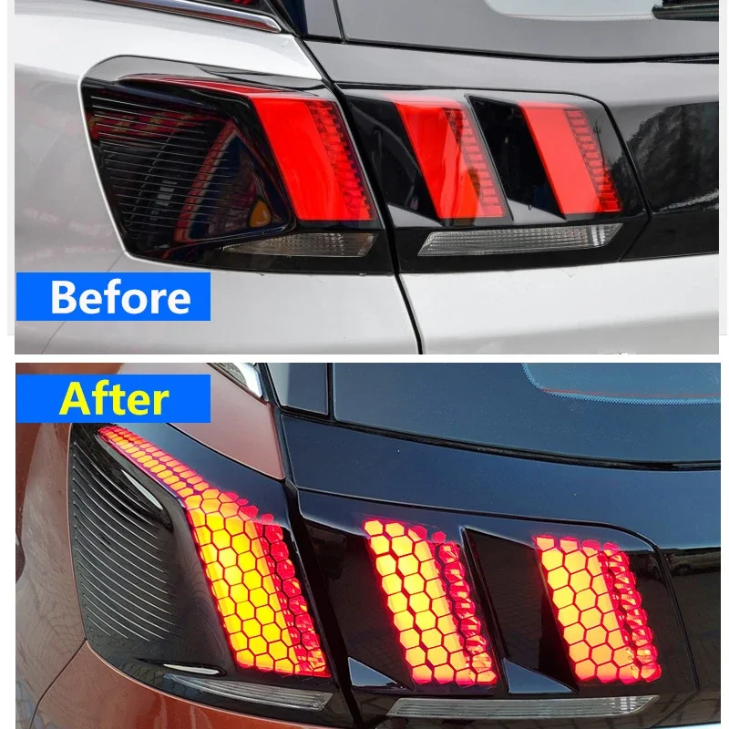 Rear Tail Light Lamp Cover Trim Honeycomb 3D Sticker For Peugeot 3008 GT 2016 2017 2018 20192020 2021 2022 2023 Car Accessories