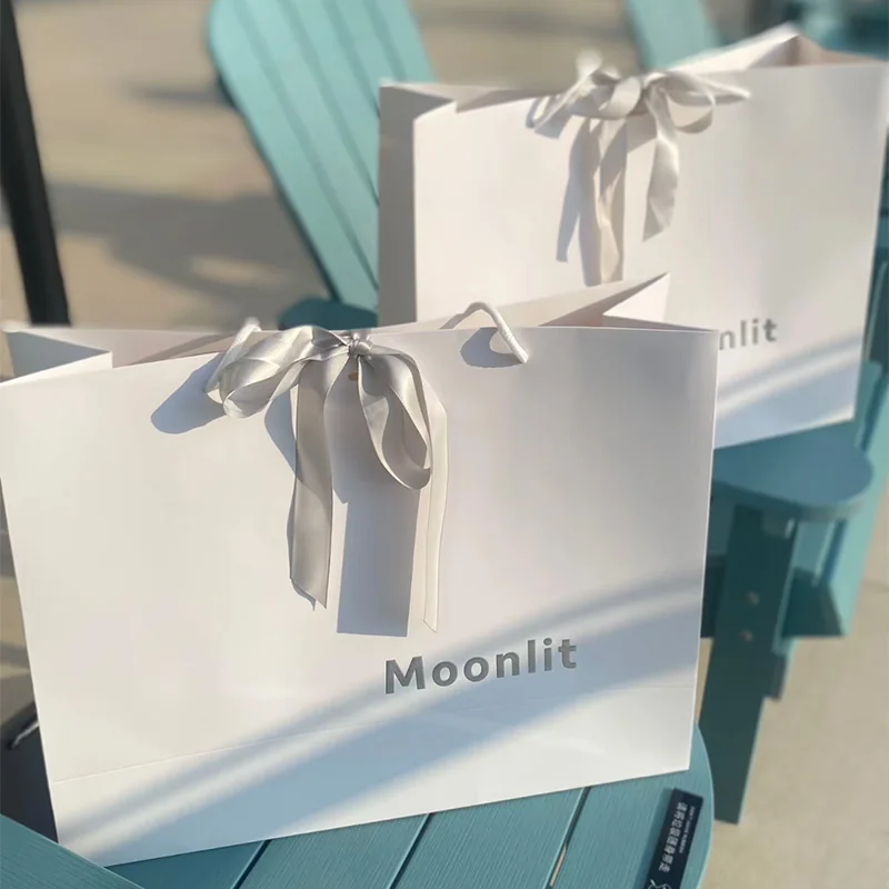 حقيبة ورقية مخصصة بفيونكة لمتاجر الملابس ، حقيبة حمل عالية الجودة ، من من من من من من من الورقي ، من من من الورقي