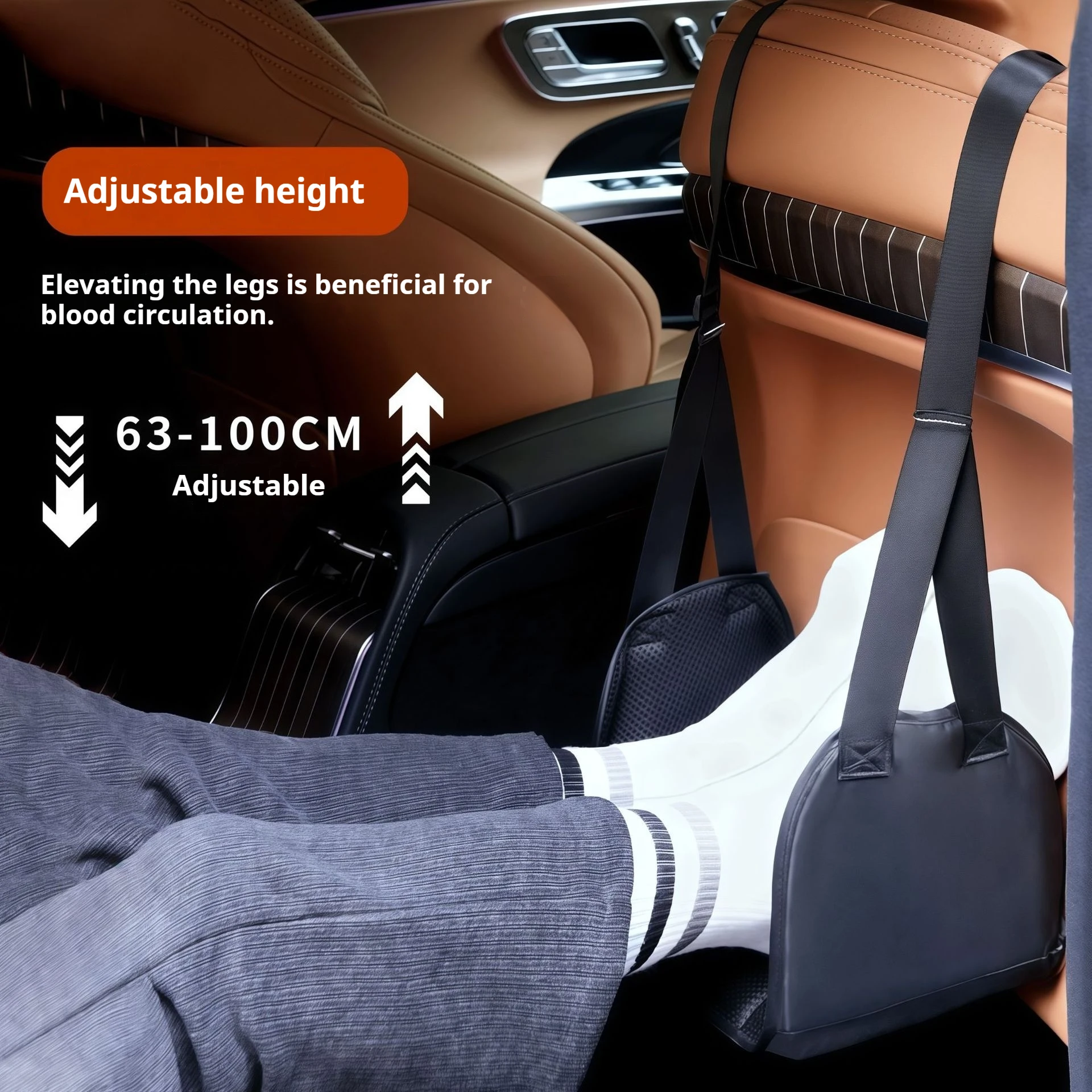 Adjustable Car Foot Hammock Travel Leg Rest Sling Portable Back Seat Leg Elevator For Long Drive