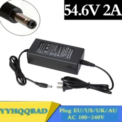 Cargador de batería de iones de litio para bicicleta eléctrica, conector para enchufe de CC, 48V, 13S, 54,6 V, 2a