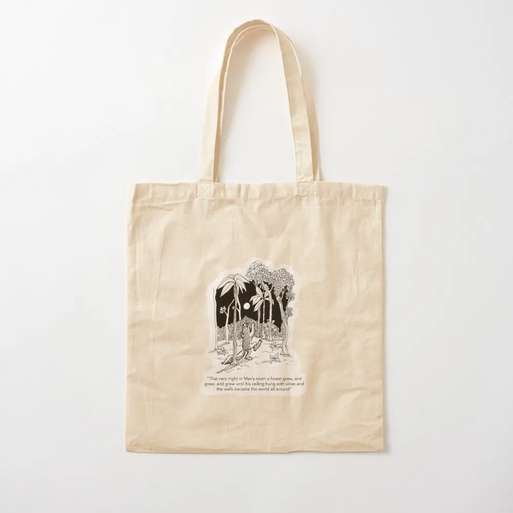 

Where the wild things are in Black and White Pen drawing Tote Bag free delivery bags Canvas Tote Bag