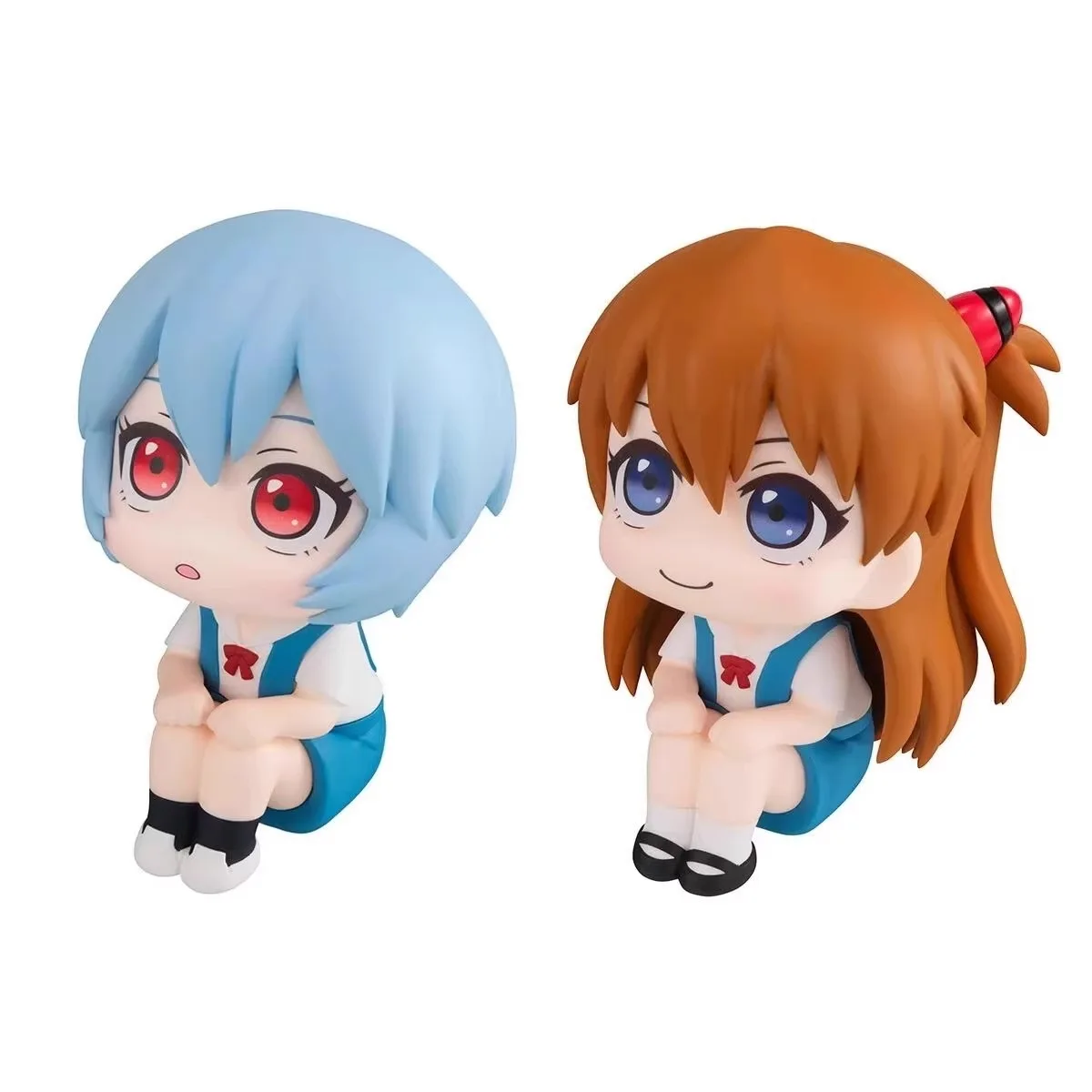 10CM Anime  Ayanami Rei Figure Souryuu Asuka Langley Look Up  Sitting Model Toy Doll Aciton Figure PVC Ornamentue Gift view 3
