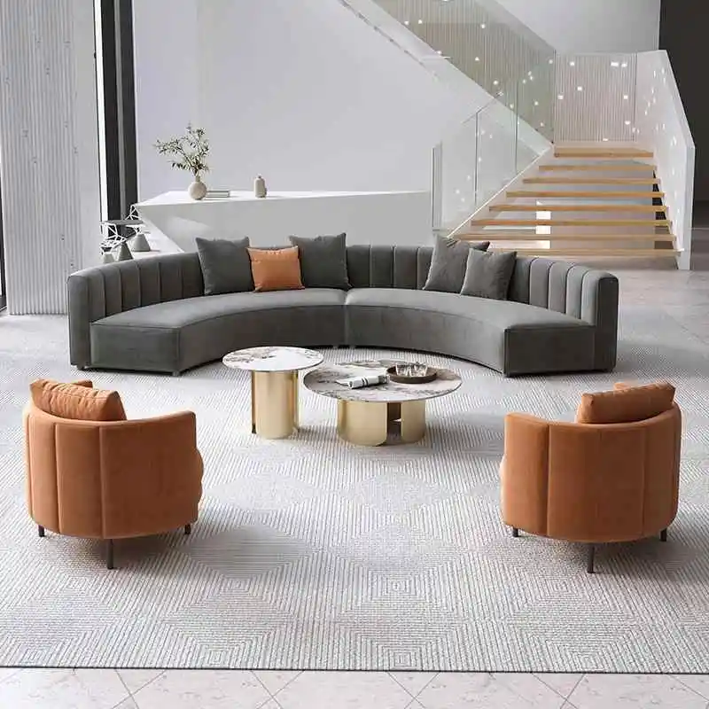 أريكة دائرية مقطعية لصالة الفندق وكبار النادي والفيلا ومجموعة متينة للمراكز والشقة مع مادة تعبئة إسفنجية #5