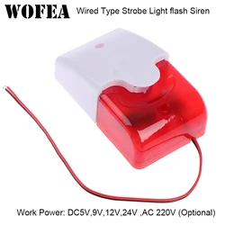 120 DB Flash LED luce stroboscopica sirena cablata 12V/ 5V /24V /220V funziona per Wifi GSM PSTN sistema di allarme antifurto vocale di sicurezza domestica