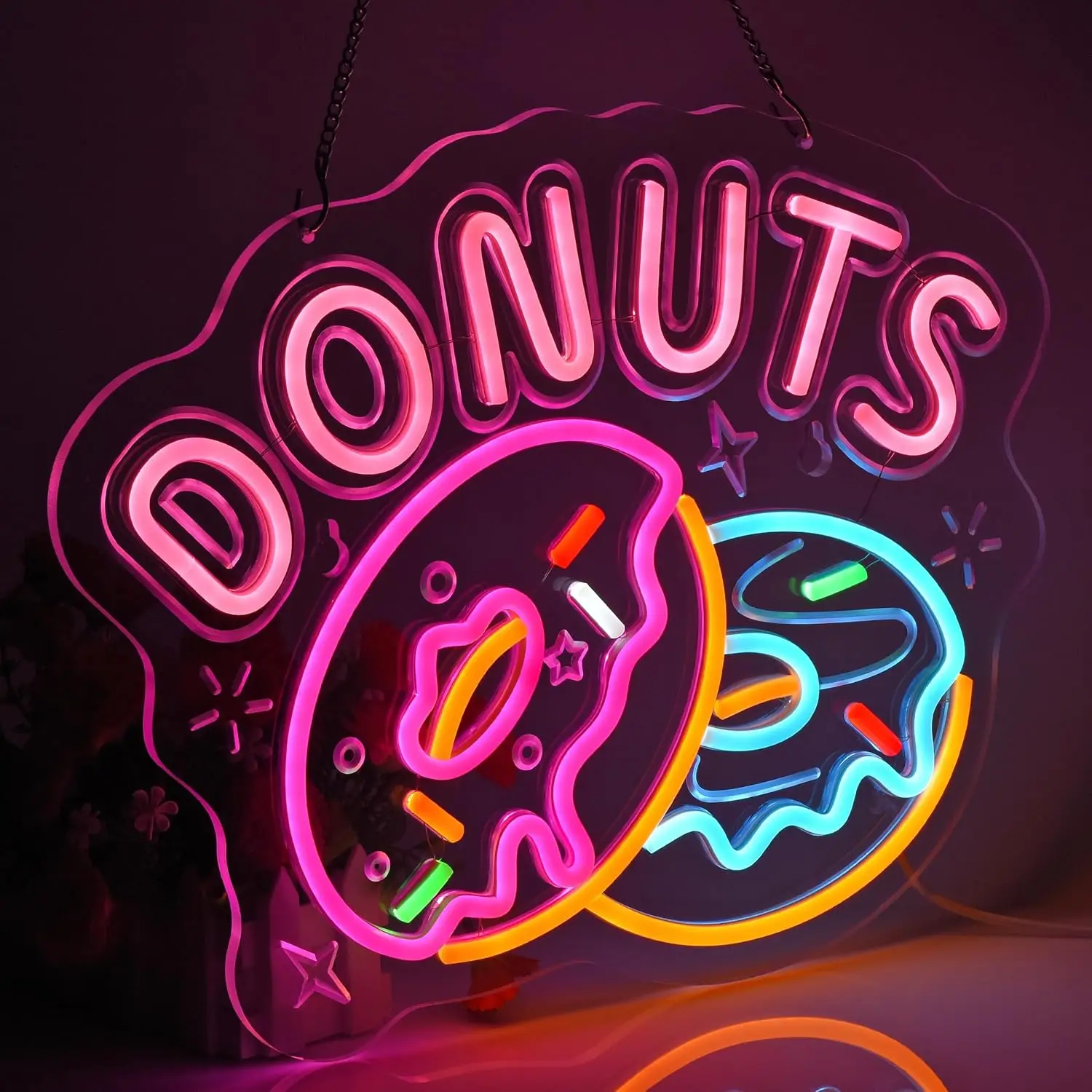 Donuts USB Powered Led Neon Sign Neon Light Wall Decor Lamp For Room Decoration Kitchen Bakery Restaurant Bar Cafe Food Shop