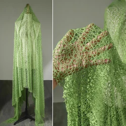 Avocado Green Hollow Mesh Gauze Irregular Winding Texture Creative Dress DIY Clothing Decorative sewing Fabric