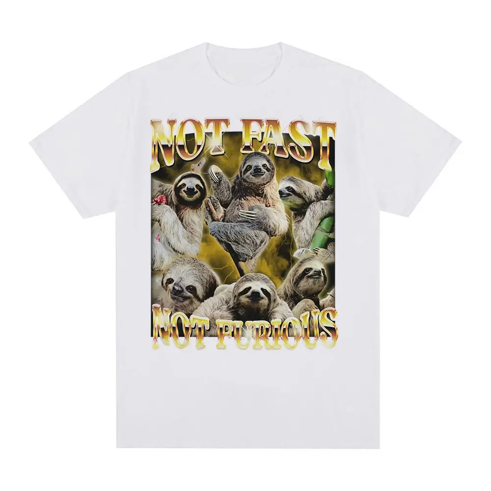 ليست سريعة وليست غاضب مضحك الكسل 2025 الصيف 100% القطن الطباعة تي شيرت ملابس للرجال الجرافيك ميمي للجنسين جودة عالية Y2K #2