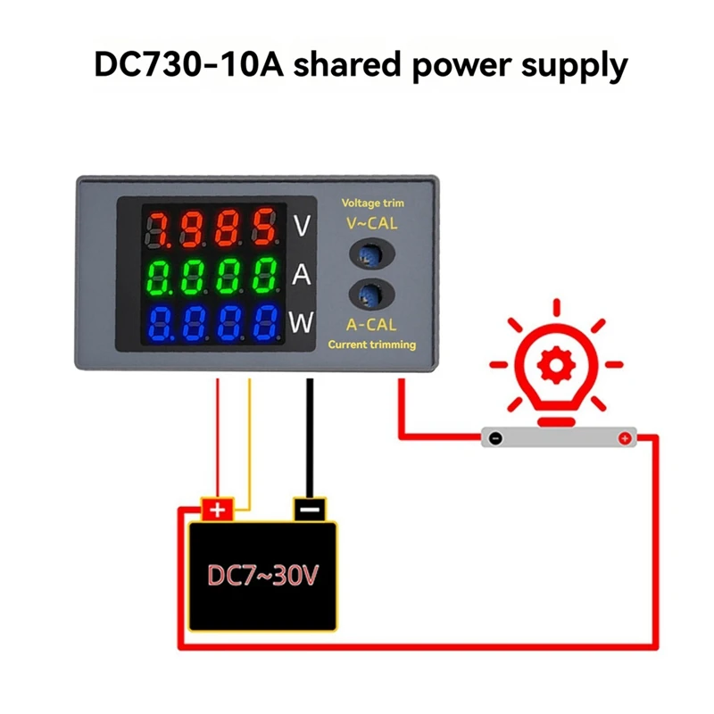 DC730 Digital Voltmeter Ammeter Wattmeter 4-Digit Voltage Current Meter Power Meter Voltage Tester Detector DC 0-100V