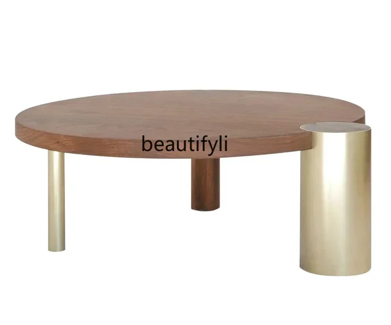

ss1001 stainless steel creative coffee table designer model room living room solid wood special-shaped personalized round tea ta