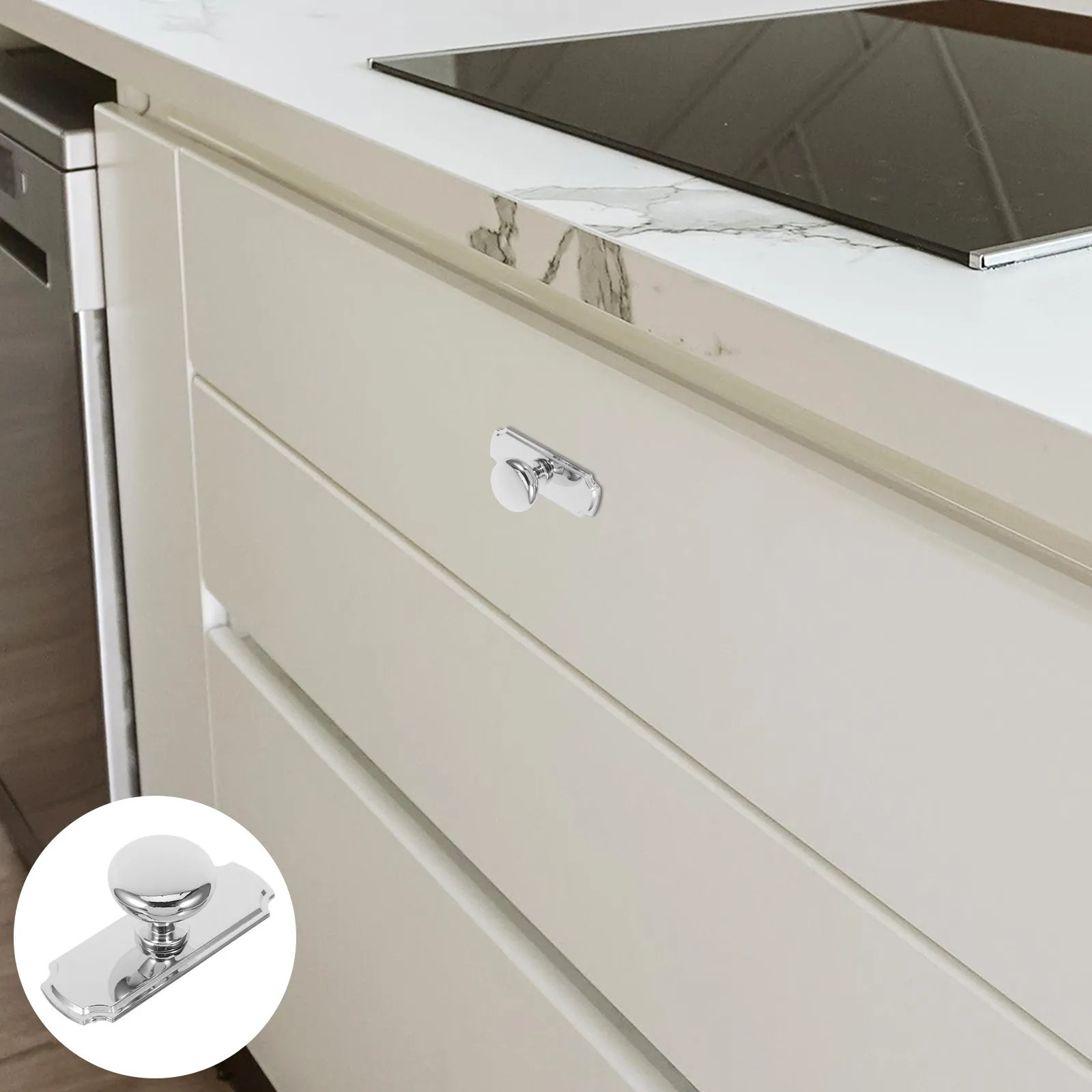Classic Vintage Cabinet Door Pull Zinc Alloy Retro Kitchen Drawer Handle Single Hole Furniture Handles Silver Wardrobe Door Pull