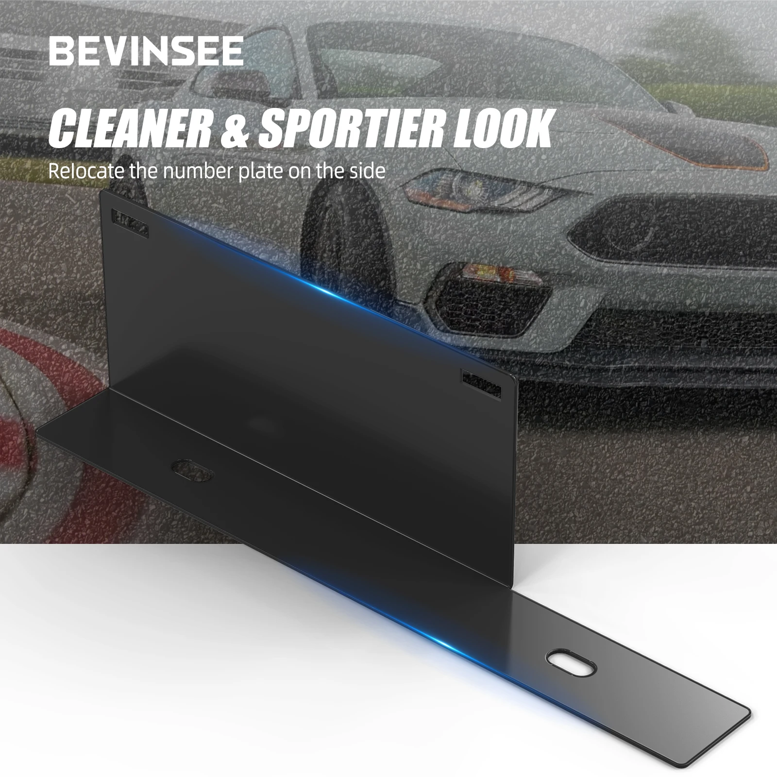

BEVINSEE Steel Car Front Licence Plate Mounting Bracket Relocator for Ford Mustang 2015-2023