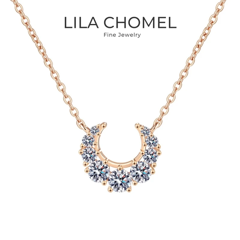 

Daughter Birthday Gift 18K Rose Gold Women Wedding Necklaces 0.66CT Moissanite Diamond Girlfriend Valentine's Day Fine Jewelry