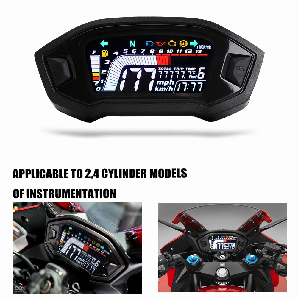 Motorcycle LCD Speedometer Universal Digital Meters Waterproof Speed Gauge Tacho Meter for CRF250 Rally 2017-2019 for Honda