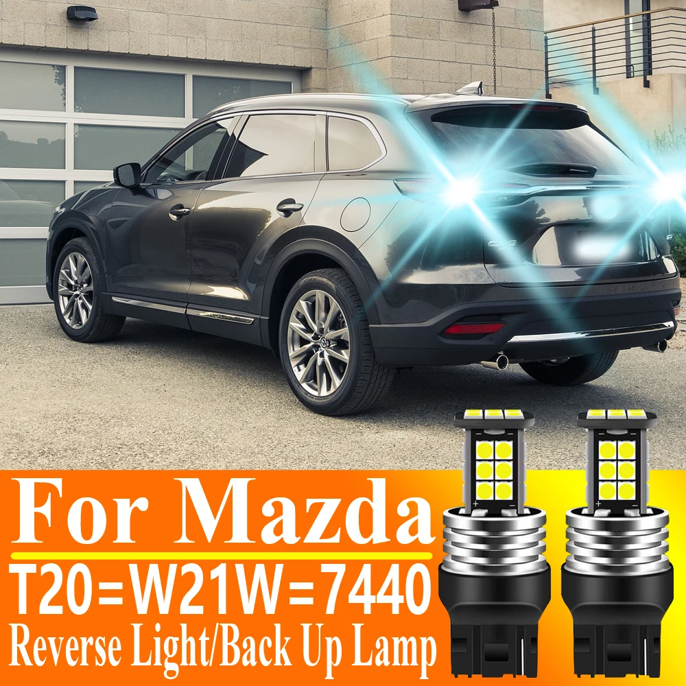 Фото 2 шт. светодиодные лампы T20 W21W 7440 7505 12В Canbus для заднего хода, диодные лампы для Mazda 3, 5, 6, MX5, RX7, RX8, CX7, CX9, MPV, 323, 626