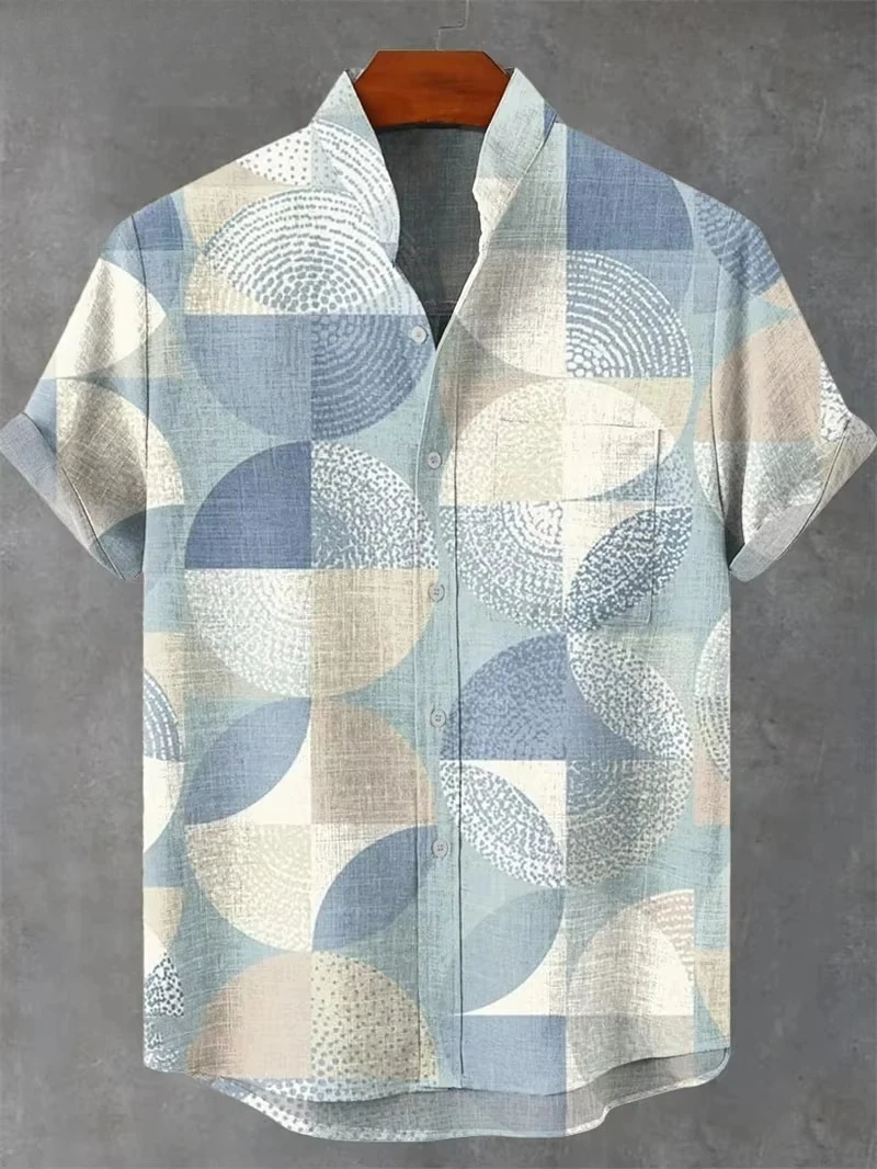 Vintage قميص رجالي ثلاثية الأبعاد قميص مطبوع الرجال عادية قصيرة الأكمام قمة عصرية الرجال التلبيب زر قميص الرجال تي شيرت البوليستر #6