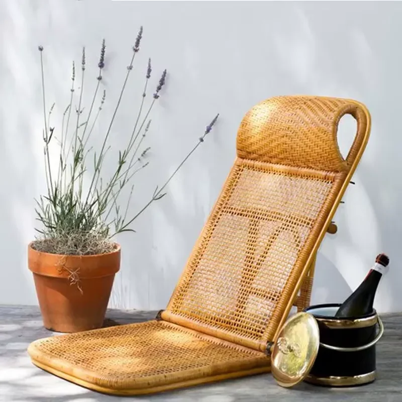 Foldable Japanese Tatami Floor Chair Wicker Wooden Frame Living Room Beach Seat Home Decoration Furniture Comfortable