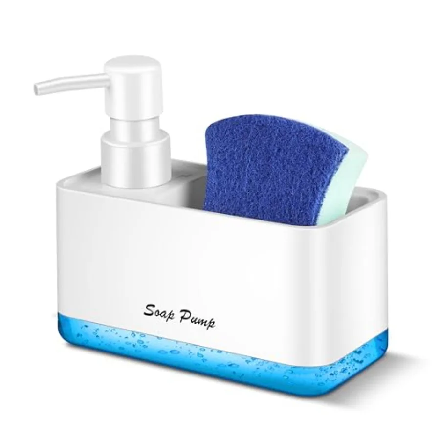 

Dish Soap Dispenser with Sponge Holder, 2-in-1 Countertop Small Soap Dispenser for Kitchen and Bathroom, Multi-Scene for Dish S