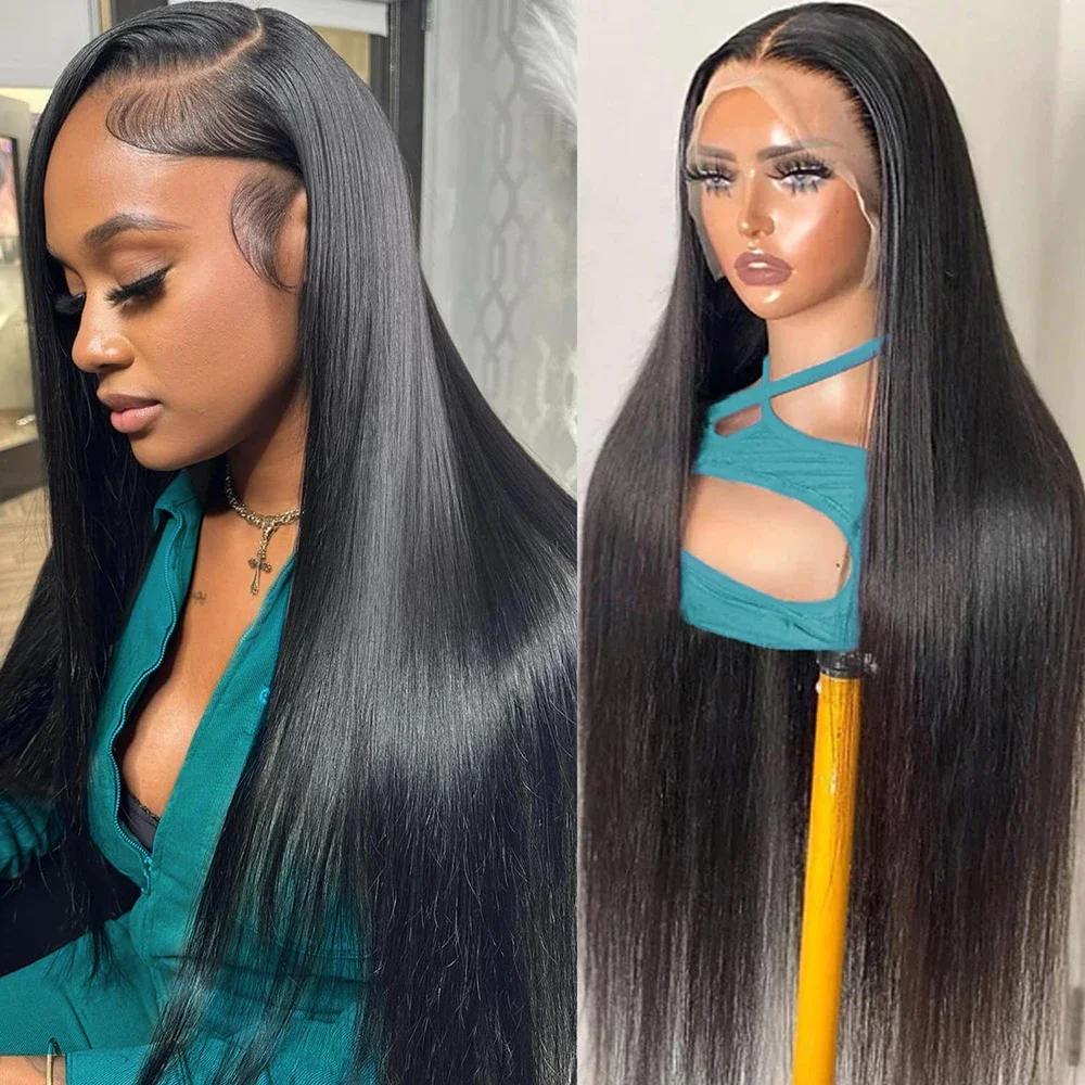 Transparent 13x4 13x6 Bone Straight Lace Front Wig Human Hair Wigs For Women 30 32 Inch Lace Frontal Wig 180 Density Pre Plucked