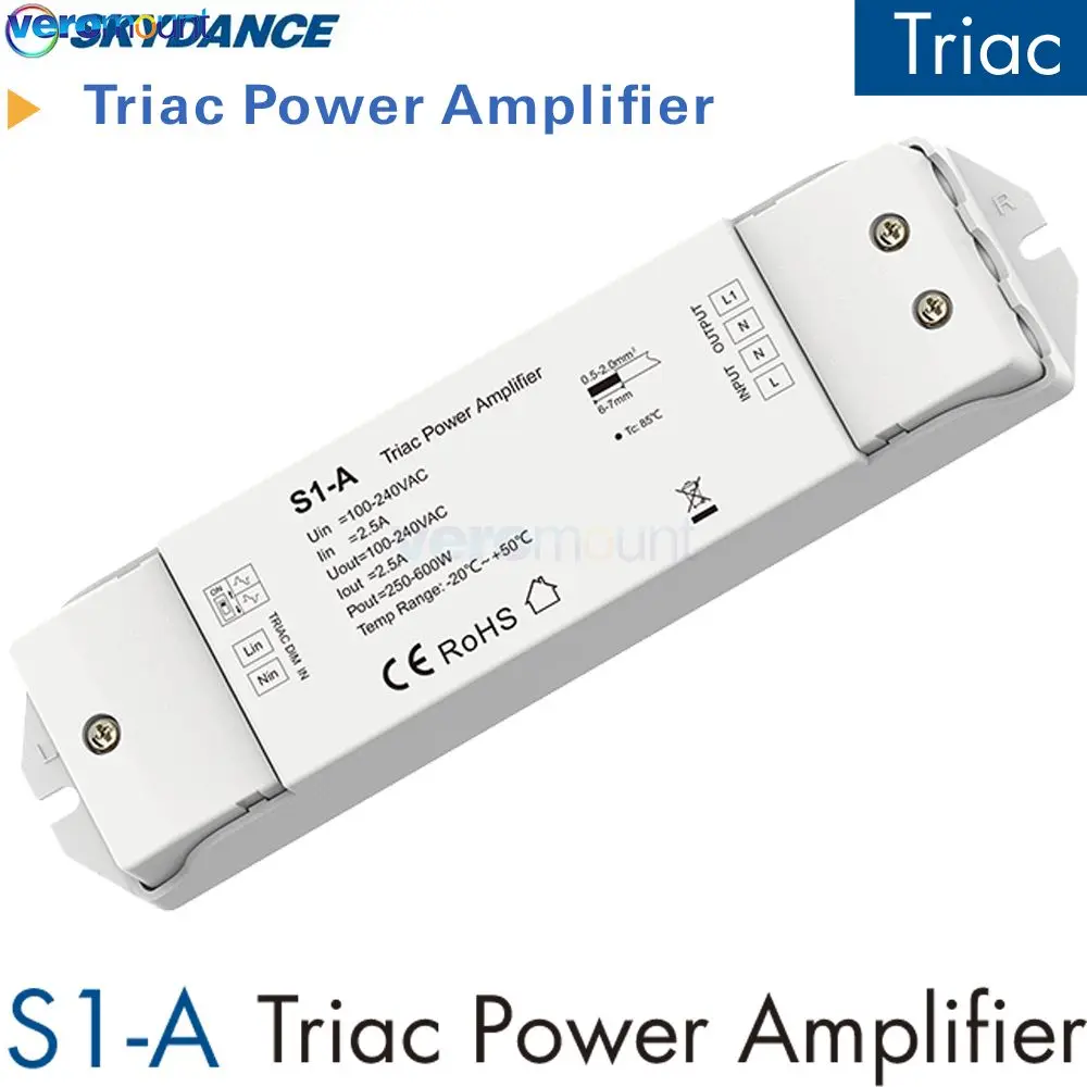 

Skydance 1CH*2.5A 100-240VAC Triac Power Amplifier S1-A Single Color Lights Repeater LED Drivers Power Extension of Triac Dimmer