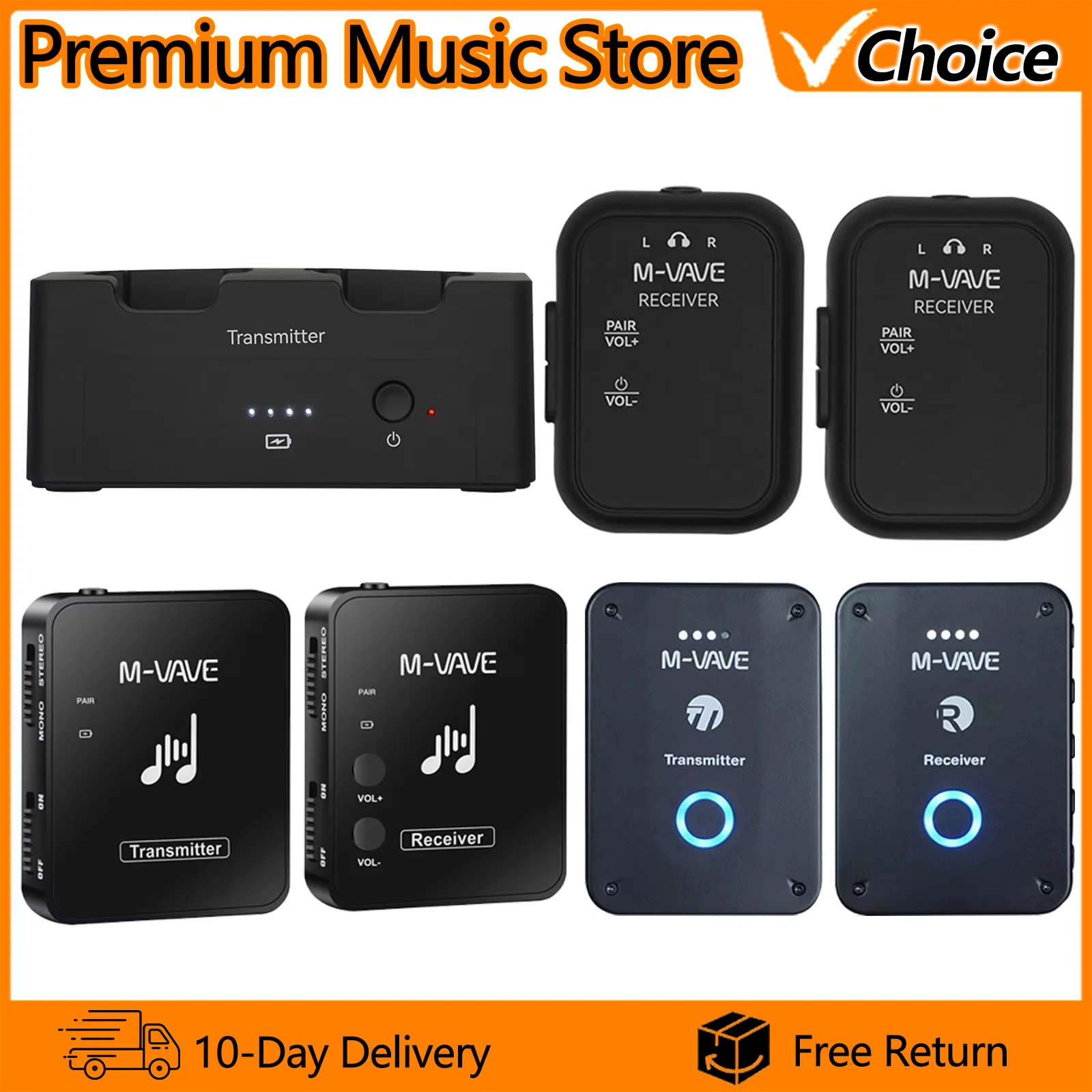 

M-VAVE Wireless Earphone Monitor Transmission System 2.4GHz WP-9/WP-10/WP-12 Support Stereo Mono Mute Function Recorder