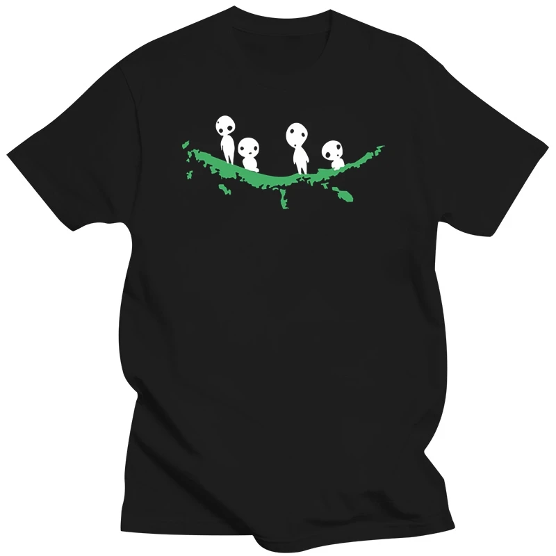 Kodama On Tree Japanese Tree Spirits Mens Loose Fit Cotton T-Shirt Fashion Cool Tee Shirt