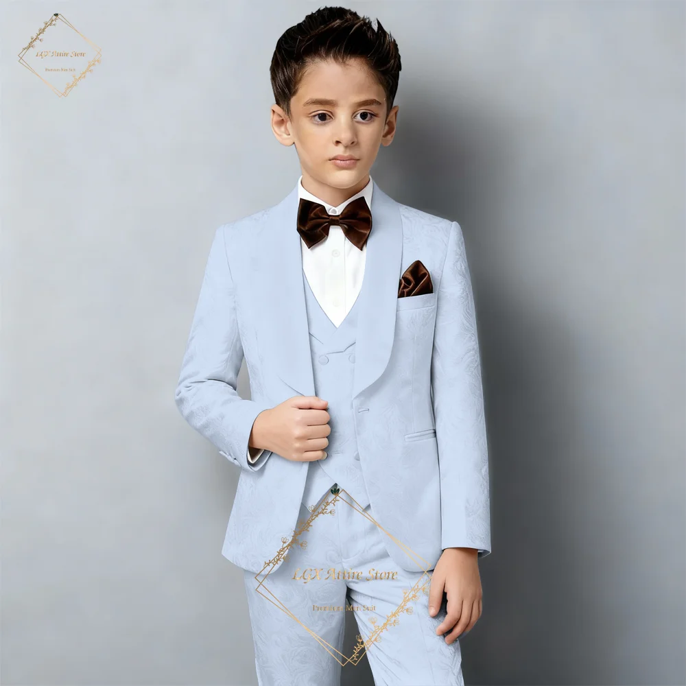 Jongens 3-delig prachtig jacquard pak blazer vest broek gentleman formele outfit voor bruiloft ceremonie