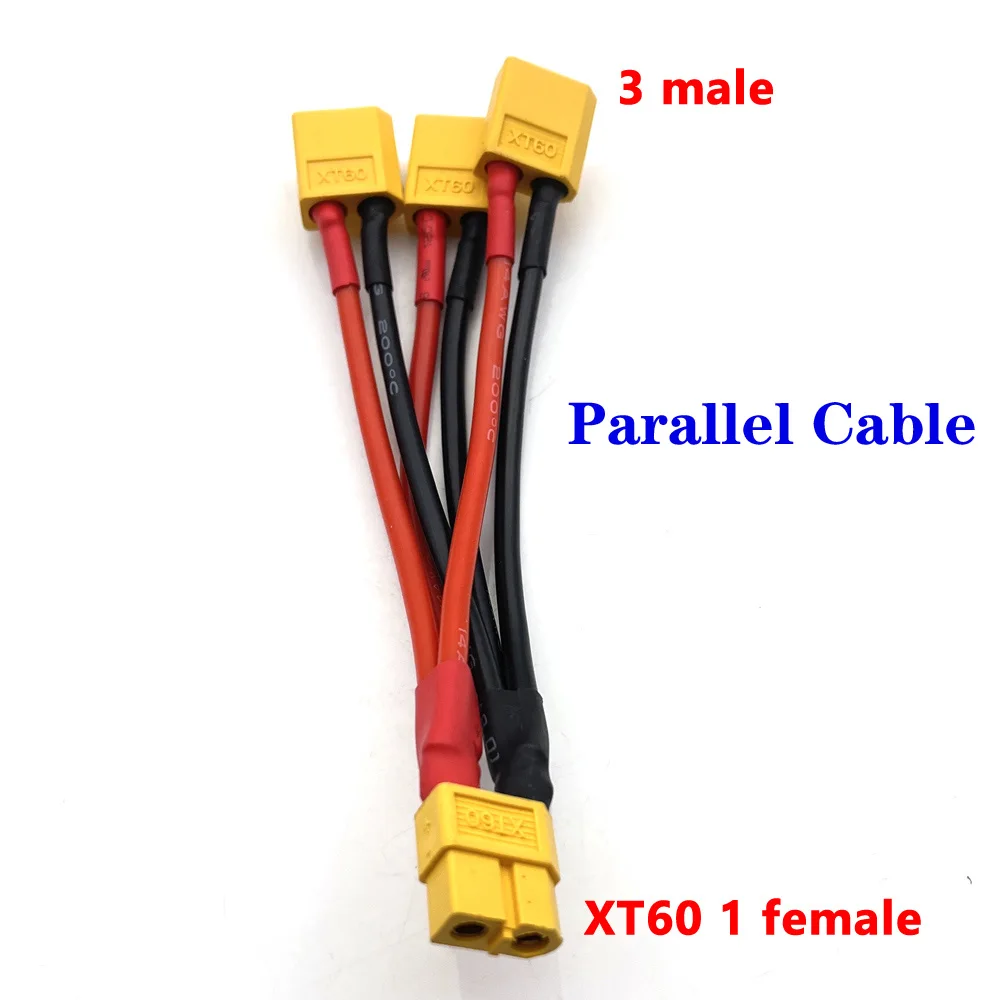 XT90 1 to 2 XT60 to 3 4 Parallel Battery Connector Male/Female Cable Dual Extension Y Splitter Silicone Wire for RC Battery ESC