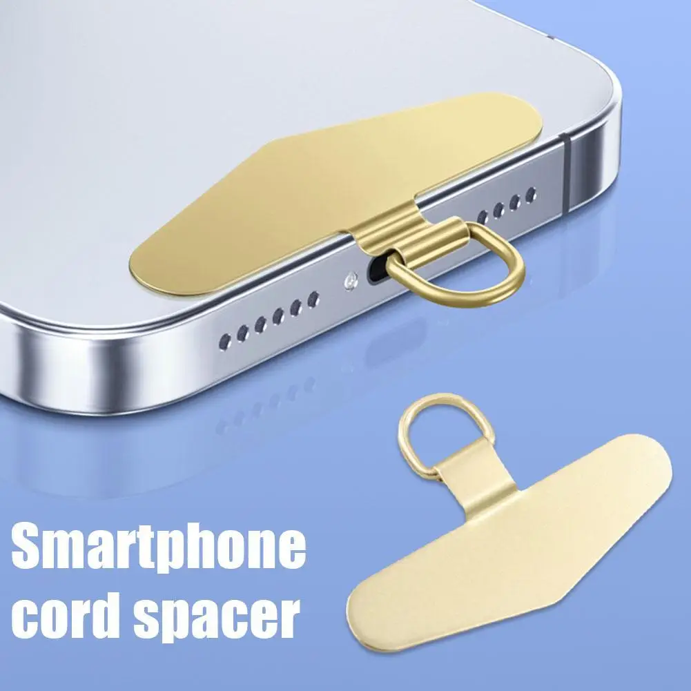 Stainless Steel Metal Phone Lanyard Gasket Patch Universal Ultra Thin Mobile Phone Rope Card Clip Strap Hang Cord Tab