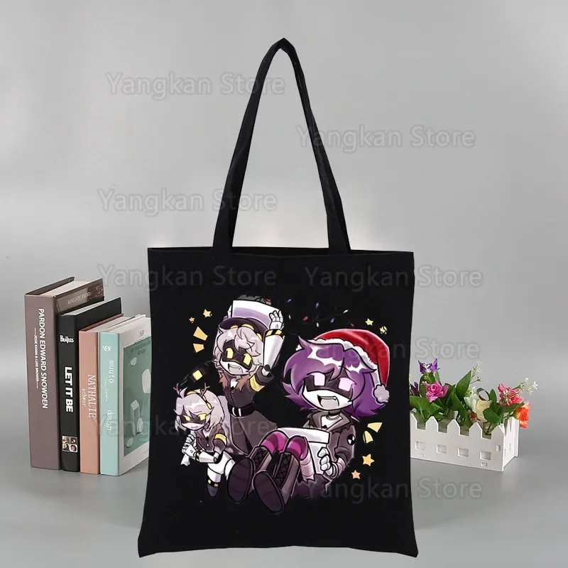 

Murder Drones Black Reusable Shopping Bag Women Canvas Tote Bags Eco Cartoon Shopper Shoulder Bags