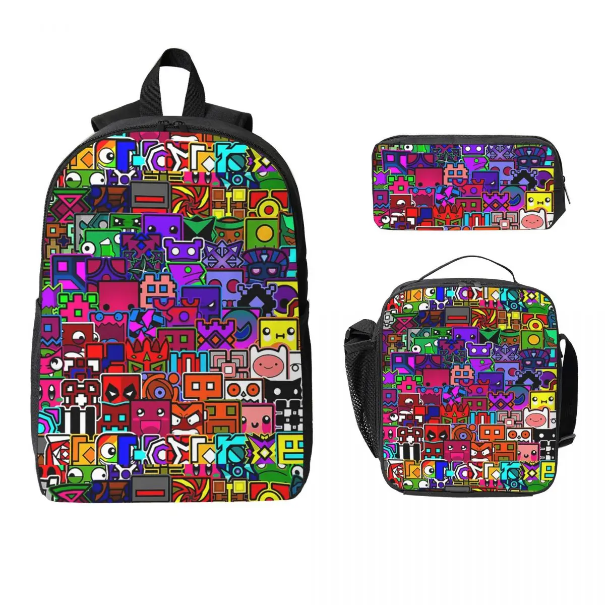 

Qeomen Try Dazh Backpack Student Boys Girls BookBag School Bag Computer Shoulder Bags 3ps Insulated Lunch Bag Pencil Case