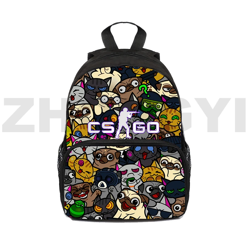 3D Cartoon CS GO Mini Bolsa, Mochila Estudante, Mochila para Meninas Adolescentes, Estilo Coreano, Mochila de Lona, Mulheres Anime Japanese Bag, 16"