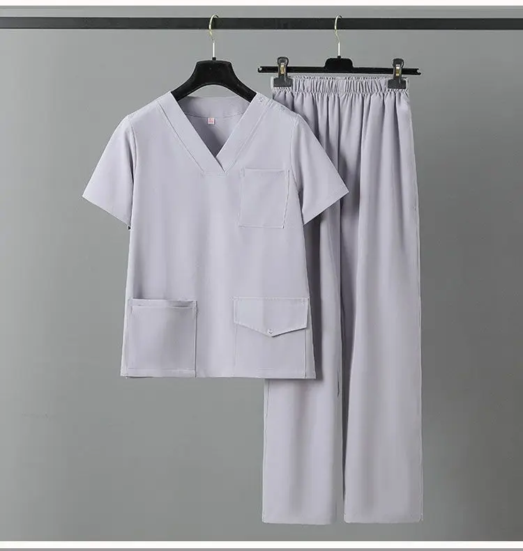 Summer nurse scrubs sets Short Sleeve Medical Clothes Scrubs Nursing Pants Women Thin and Light Fabric  Elastic Medical Uniforms