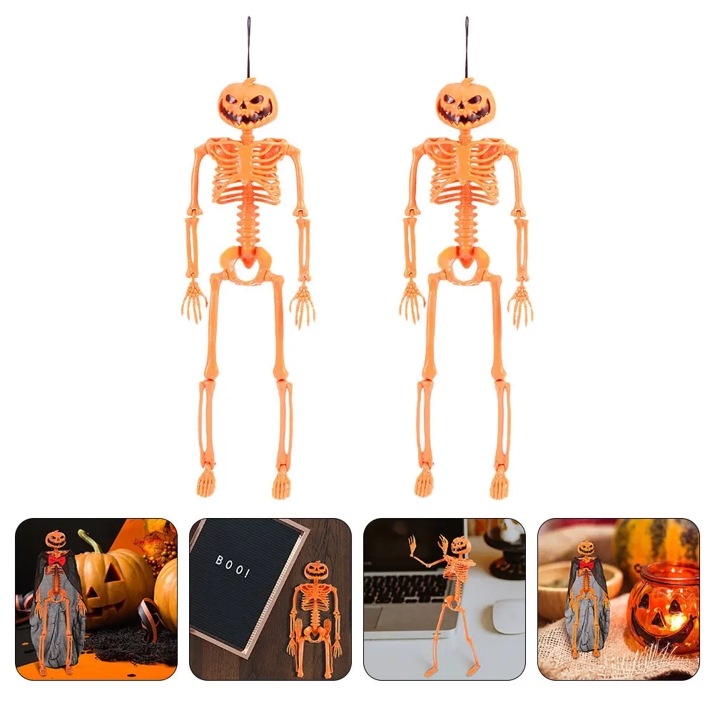 

2Pcs Halloween Pumpkin Plastic Decor Long Lasting Scary Pendant Layout Plastic