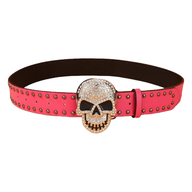 Skull Buckle Belt Cool Hiphop Dance Belt Eye Catching Waistbelt for Teens Adult