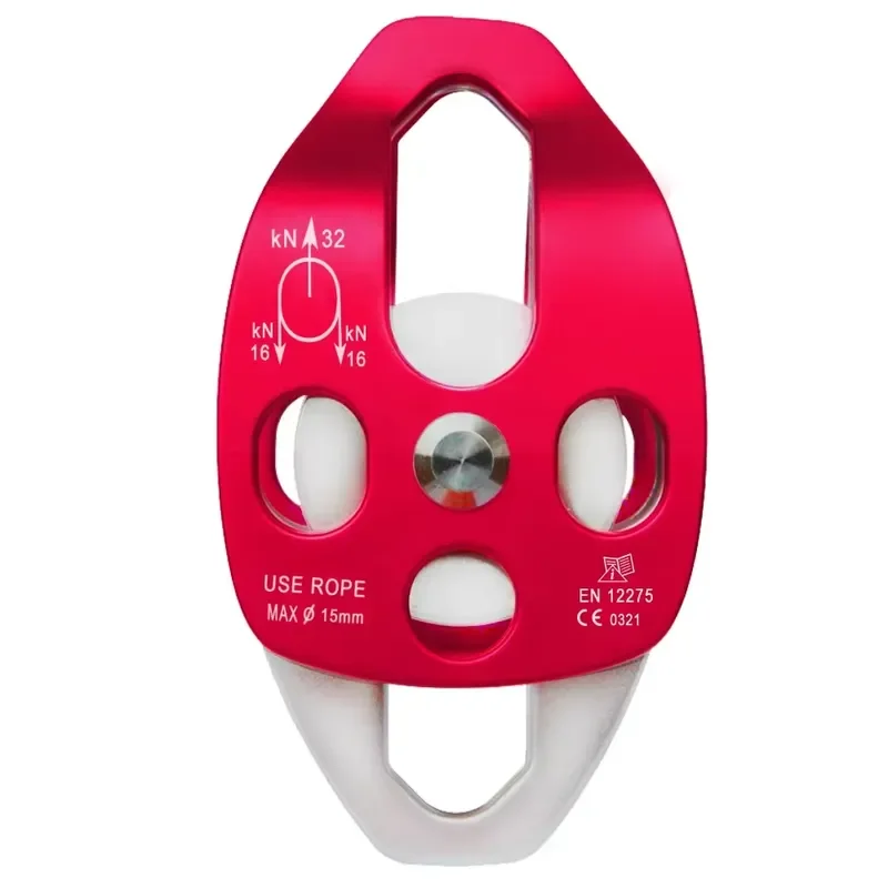 32KN Mobile Side Panel Rescue Double Pulley Waterproof Rock Climbing Gear Emergency Camping Traction Equipment for Outdoor