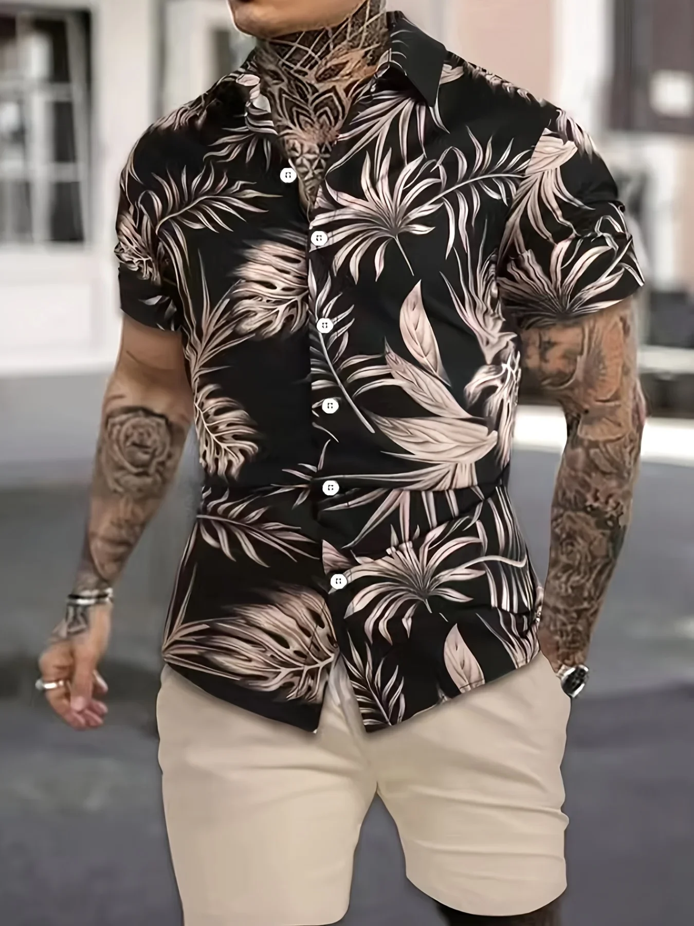

Fashion Men's Hawaiian Shirt Street Style Pattern Print Tshirt Button Down Lightweight Breathable Casual Tops For Men