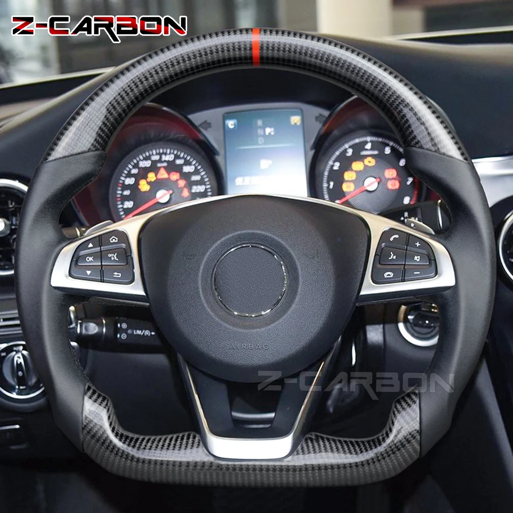 LED Carbon Fiber Steering Wheel For Mercedes-Benz AMG w205 w204 AMG-GT A45 C43 C63 2015-2018 LED Display Steering Wheel