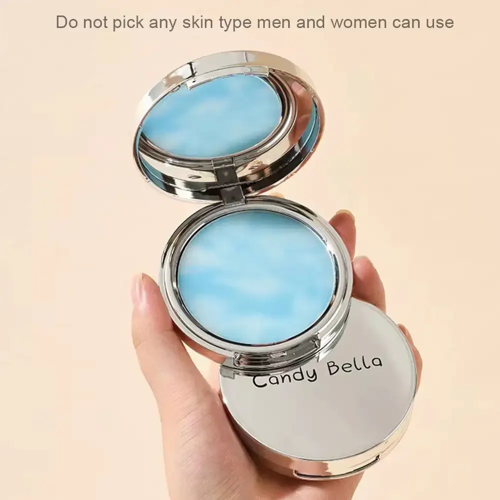 The Blue Sky Oil Control Long-lasting Powder Cake with Powder Puff Makeup Powder Waterproof Wet and Dry Face Powder