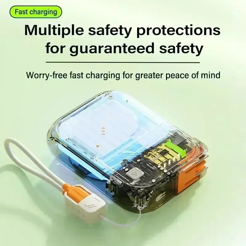 Universal 20000mAh Magnetic Fast Charging Power Bank Retractable Cable+Foldable Wall Plug Compact Essential for All Smartphones