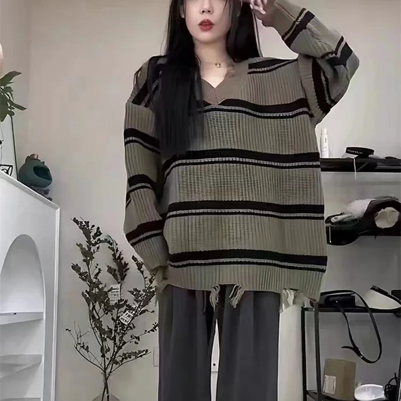 ฤดูใบไม้ร่วงใหม่ลาย Fringe เสื้อกันหนาวผู้หญิงอารมณ์,หลวมเสื้อสวมหัวถักเสื้อกันหนาว,สไตล์ขี้เกียจสําหรับผู้หญิง