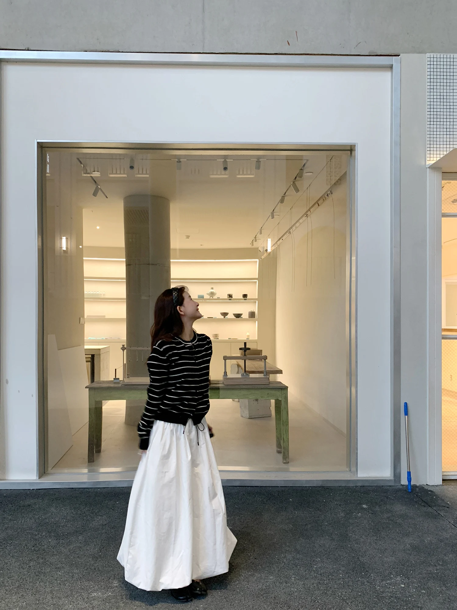 

XierZ Zhou Xi Er Korean Sle White Flower Bud A-Line Midi Skirt Slimming f-length Casual Women's Skirt with