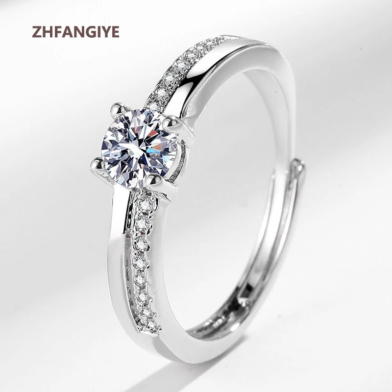 

ZHFANGIYE New Style Finger Rings with Zircon Gemstone Accessories 925 Silver Jewelry for Women Wedding Party Promise Gift Ring