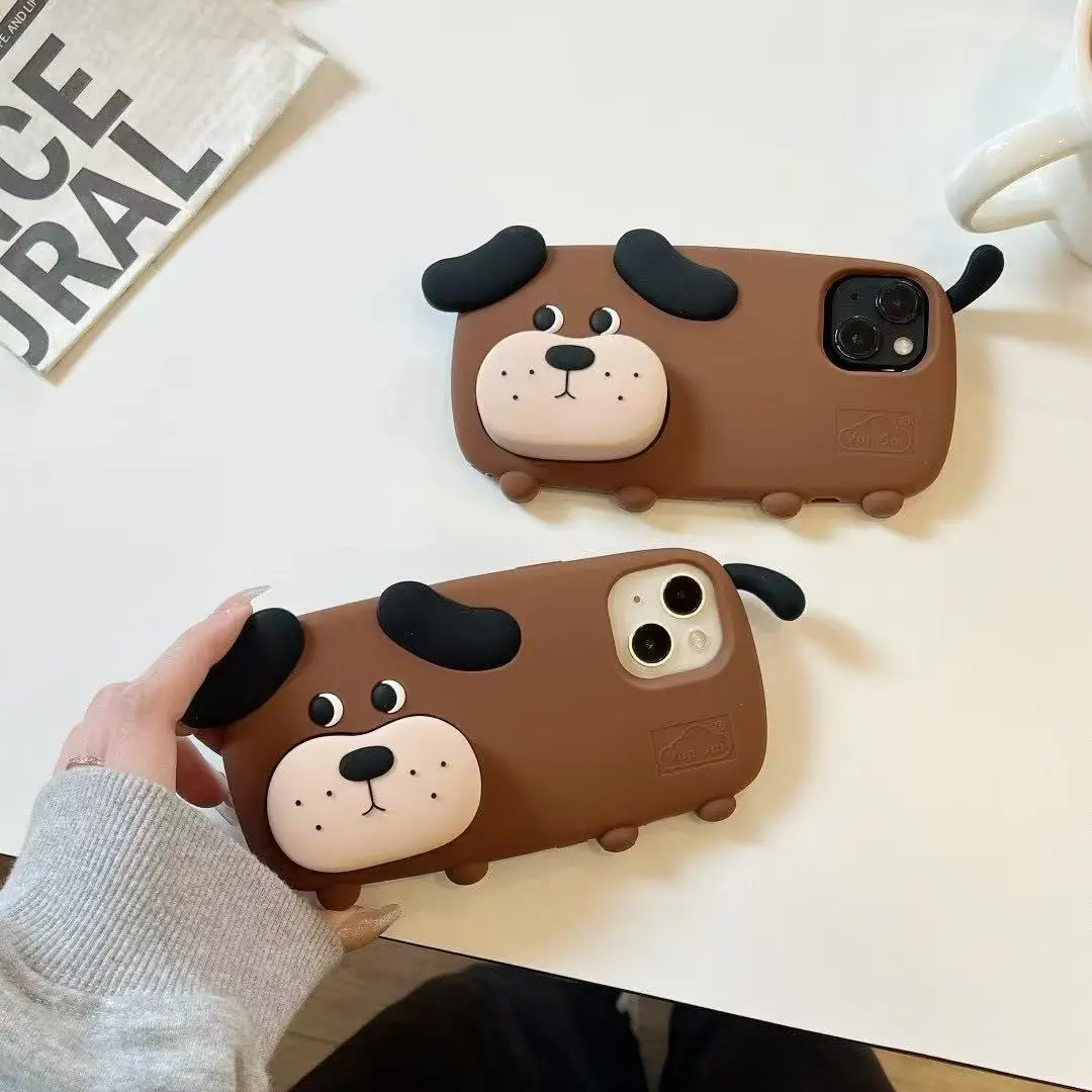 Etui na telefon Cute Cartoon Brown Puppy do iPhone'a 16 15 14 13 12Pro Max Plus Wstrząsoodporne silikonowe etui z miękką, wysokiej jakości tylną obudową
