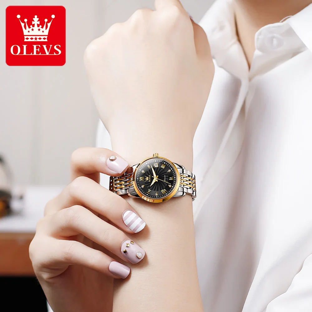 OLEVS 6630 Ladies Watch Luxury Elegant Automatic Mechanical Watch Waterproof Luminous  Stainless Steel  Date Watches For Women