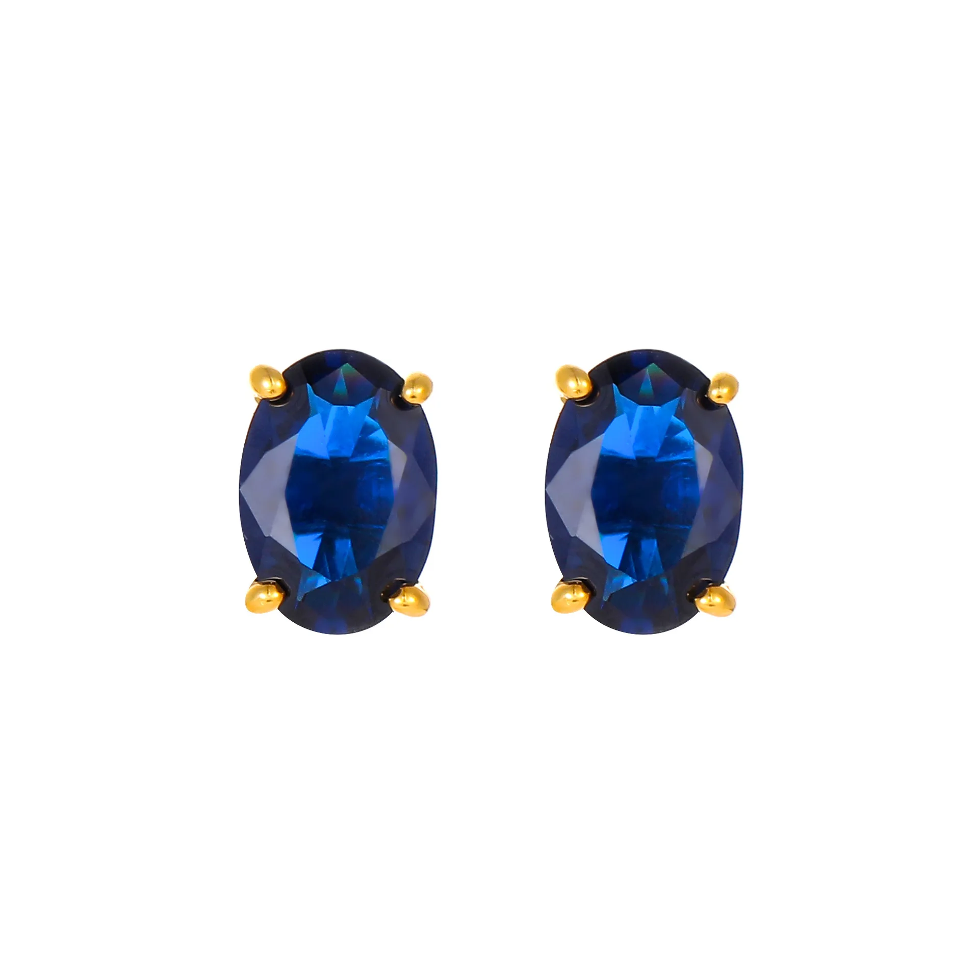 Genuine 925 Sterling Silver Oval Zircon Stud Earrings, Dainty Colorful Gemstone Earrings, Elegant Minimalist Jewelry for Daily view 6