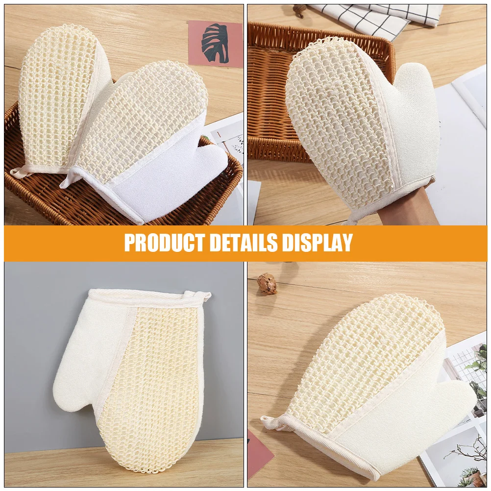 2 قطعة قفازات حمام السيزال التقشير قفازات لينة سنفرة الجسم قفازات الاستحمام للبالغين سبا بركة تنظيف سنفرة الجسم ل