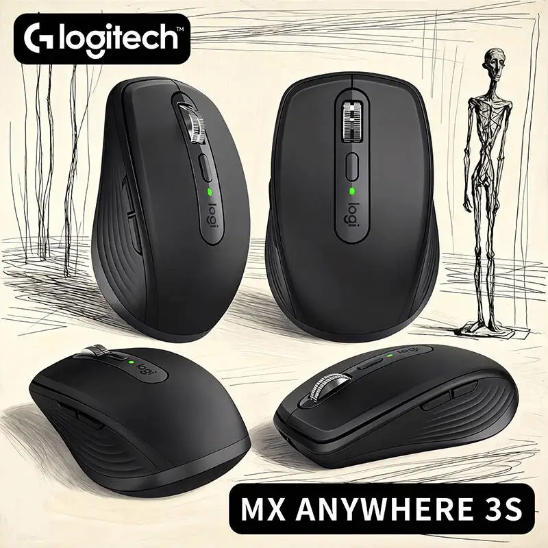 

Compact Logitech MX Anywhere 3S Wireless Mouse - 8K DPI, MagSpeed Scroll, Quiet Clicks, Multi-Device Connect, Office Use