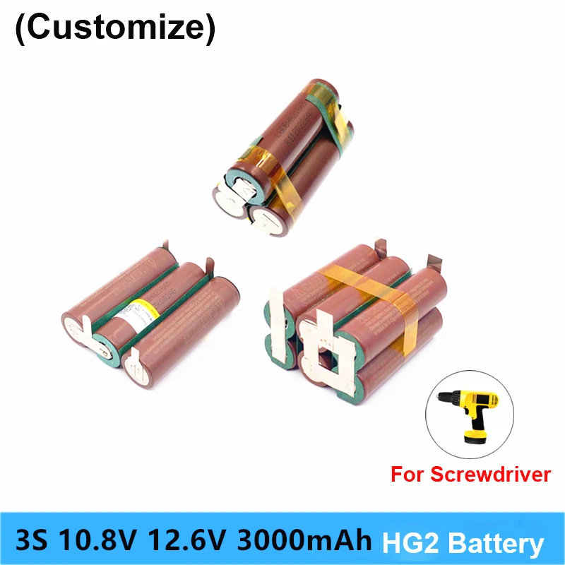 

12V 3S1P 3S2P 18650 HG2 Battery 3000mAh 20Amps for 1 2.6v Screwdriver Batter y Weld Soldering Strip 3S 12.6v Battery Pack (Custo