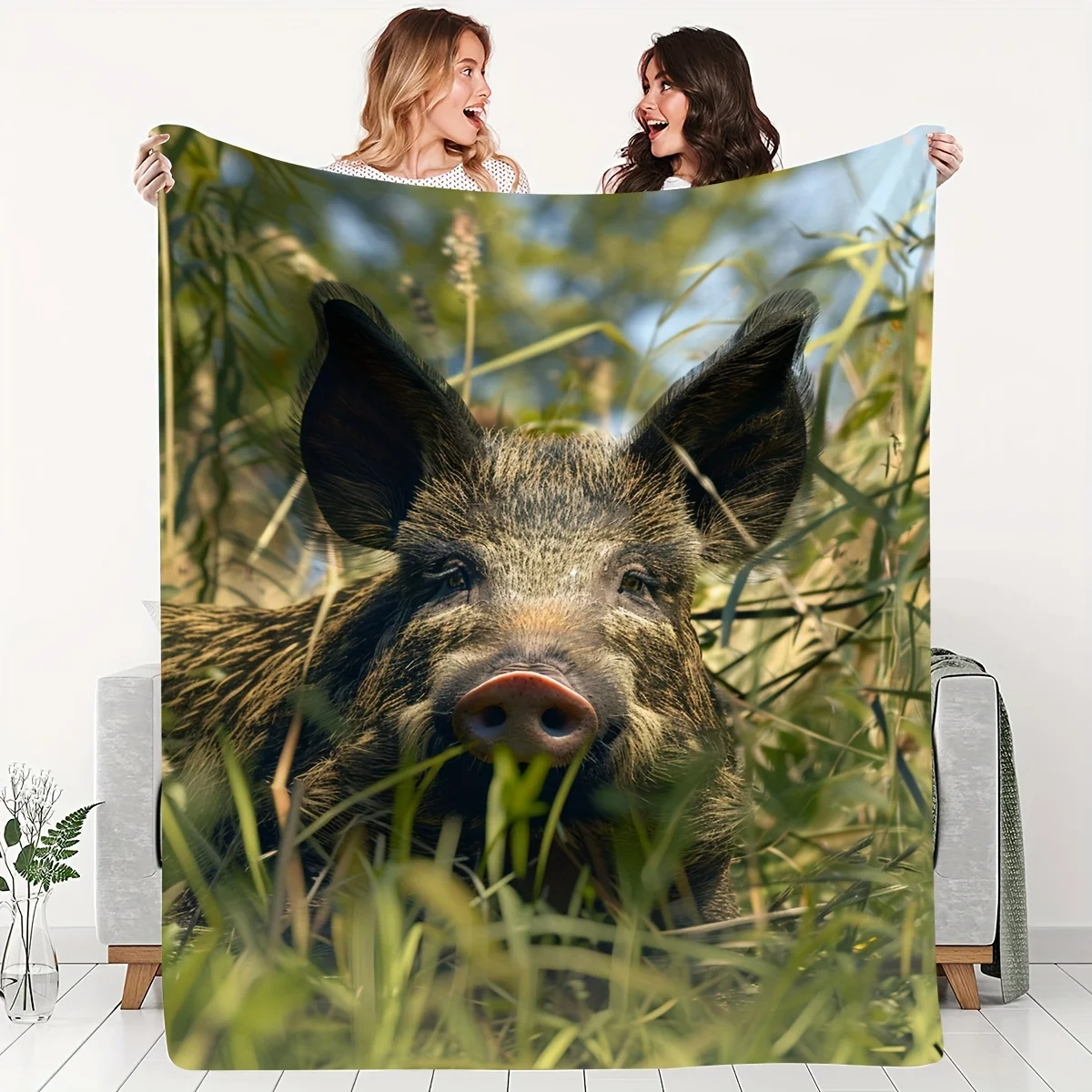 The ultimate pig portrait blanket throw couch sofa fleece blanket cozy decor novelty animal farm funny gift for friends home